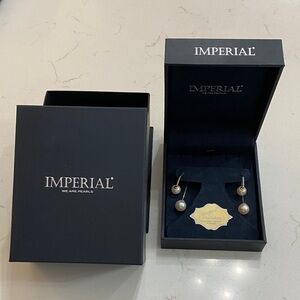 Gold and White Pearl Drop Earrings